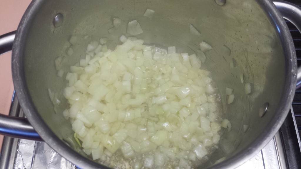 Getting the onions and garlic golden brown