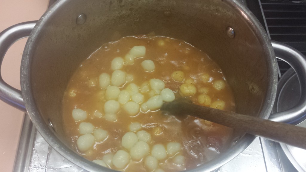 Start adding the cooked Gnocchi
